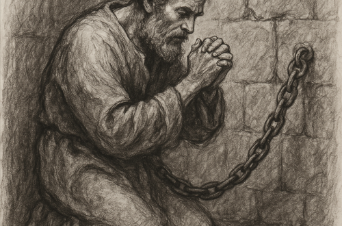 Paul The Apostle Kneeling In Prayer While In Prison At Rome.