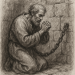 Paul The Apostle Kneeling In Prayer While In Prison At Rome.