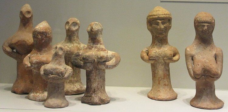 Ancient household fertility figures (“household gods”) common in Israel. “When Laban had gone to shear his sheep, Rachel stole her father's household gods.” (Genesis 31:19)