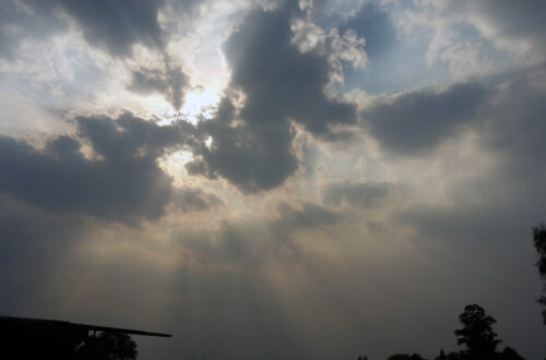 Beautiful sunbeams coming through the cloud-cover.